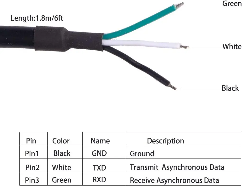 USB to 3.3v TTL Serial Cable Wire End WE 3P  UART Converter CP2102 3 Pins 3V3 1.8m