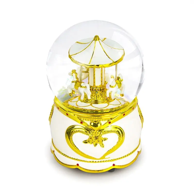 

AEF6-Gold Music Box Resin Crafts Ornaments Hundred Tone Box Birthday Gift Wind-Up Box