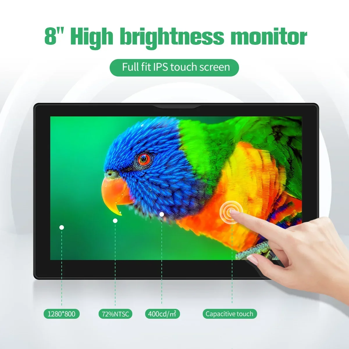 8 inch Monitor Suit for Raspberry Pi 5 4 3 Monitor 1280x800 HDMI USB Type-C for Orange Pi DIY Projects Surveillance Display - Detail 1