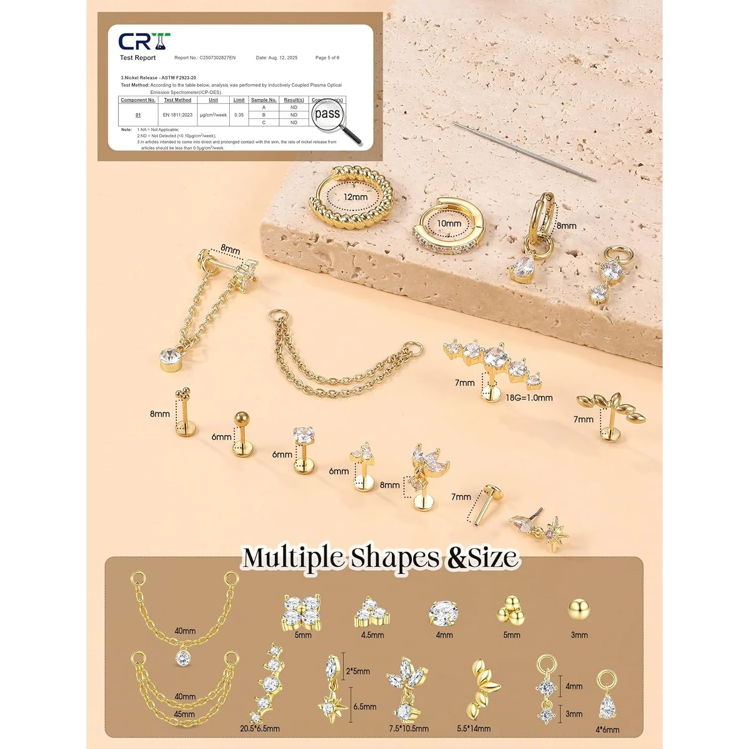 

Drperfect Threadless Flat Back Earrings 316L Surgical Steel Cartilage Earring Stacks Nose Rings Stud Helix Labret Piercing Jewel