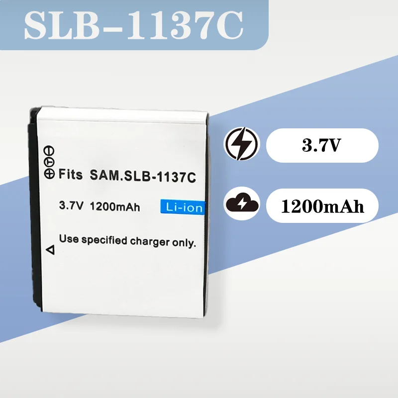 

SLB-1137C Battery 3.7V 1200mAh Fully Decoded Replacement for Samsung TS-DV001 Blue I7 Digital Camera Lithium Battery