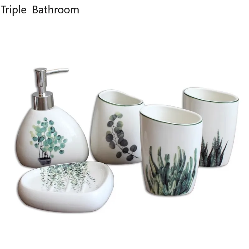 

Nordic style Ceramic Wash Set Bathroom supplies Lotion bottle Soap dish Toothbrush holder Bathroom accessories set