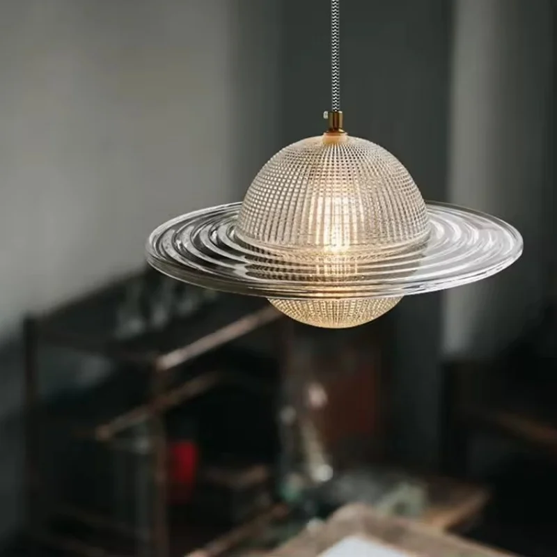 

Extravagant Creative Simple Modern Personality Pendant Lamp Bedroom Bedside Chandelier Nordic Planet Pendant Lamp Glass Light