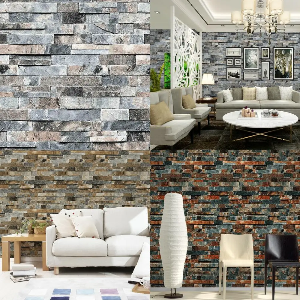 

3D Stereo Simulation Marble Wallpaper for Living Room Dining Room Bar Background Wall Antique Brick Stone Wall Paper