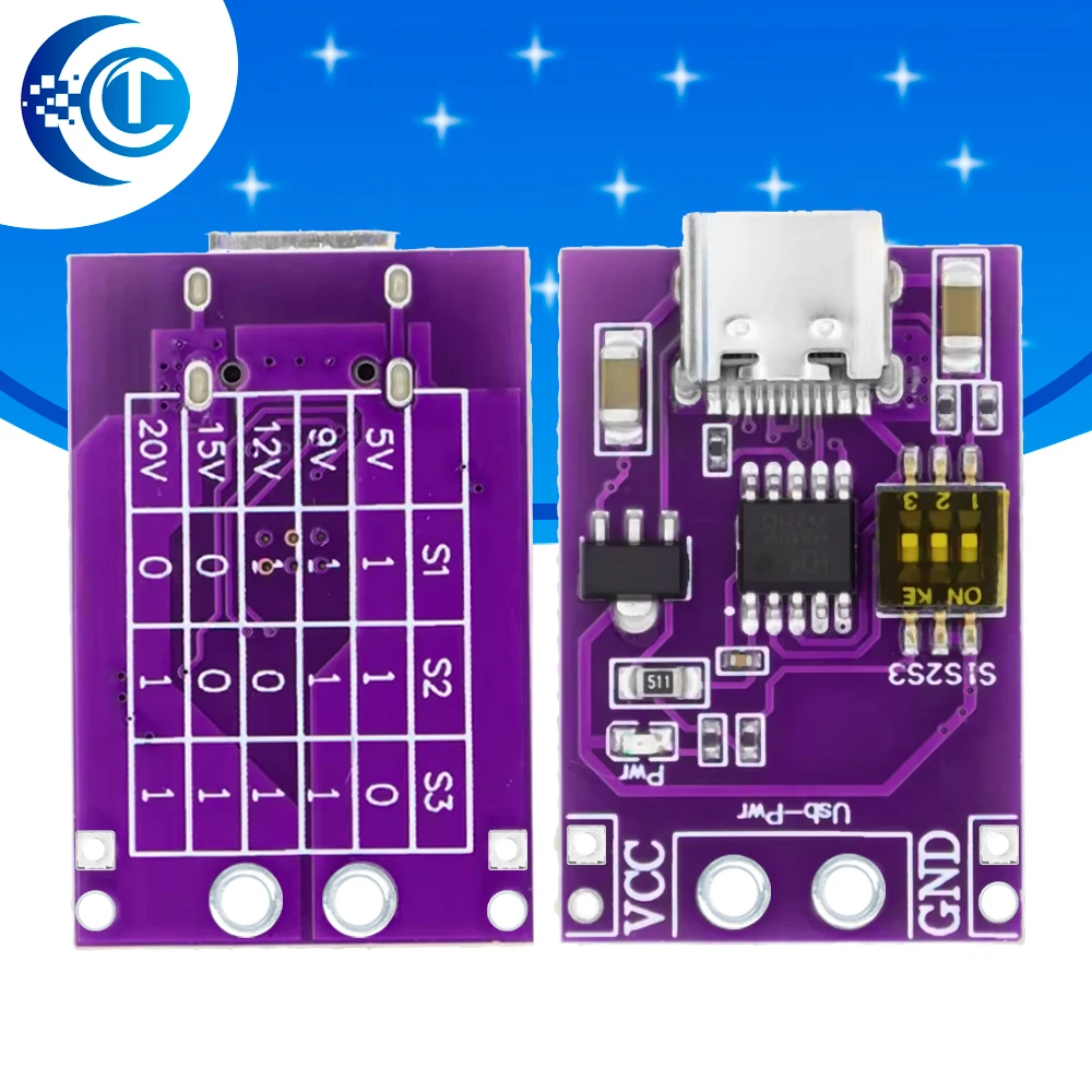 Type-C PD Trigger Detector Module, Support PD2.0 PD3.0 QC AFC, USB DC Fast Charging Converter for Laptop Power