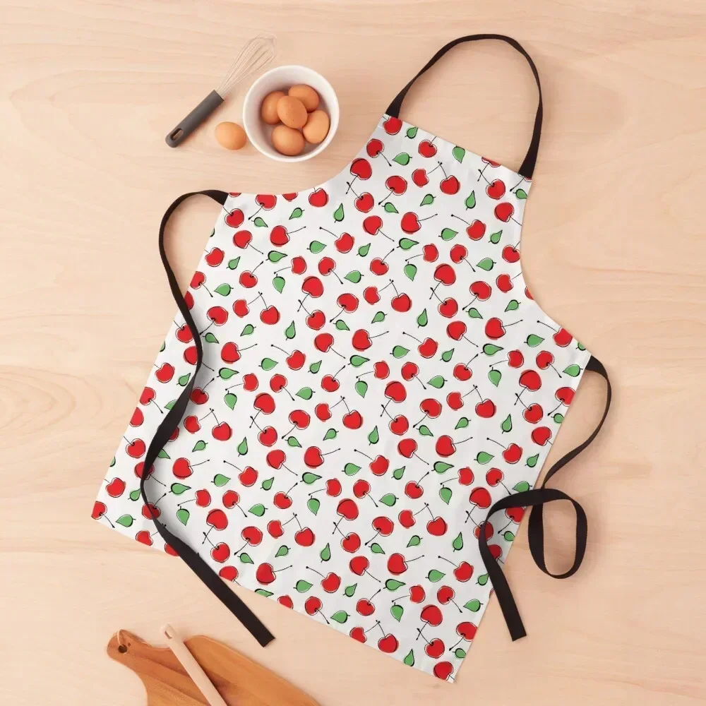 

Cherry Dance on White Ground Apron Men kitchen waiter Things For The Home Restaurant Apron