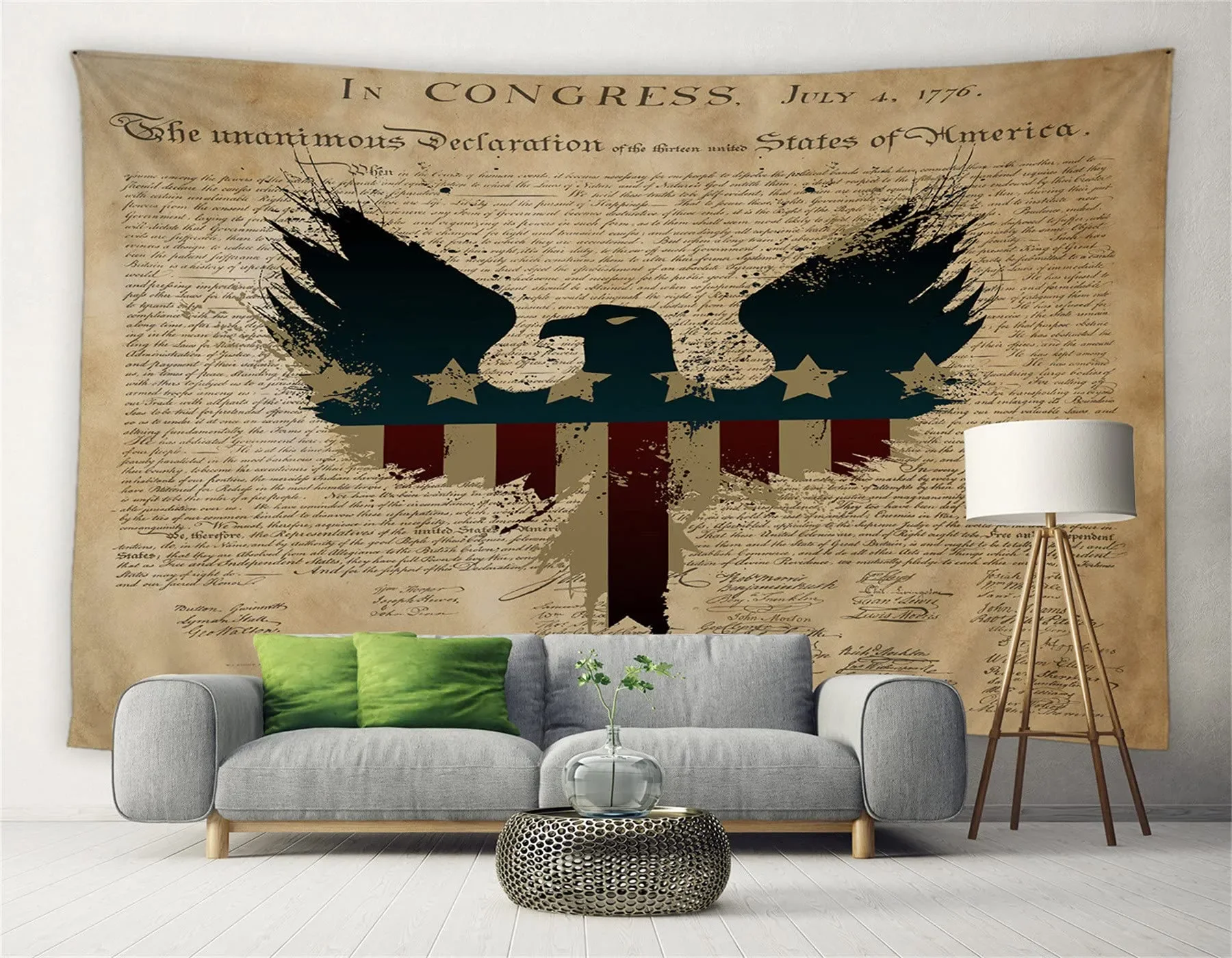 American Flag Tapestry USA Bald Eagle Stars and Stripes Wall Hanging for Bedroom Independence College Dorm Home