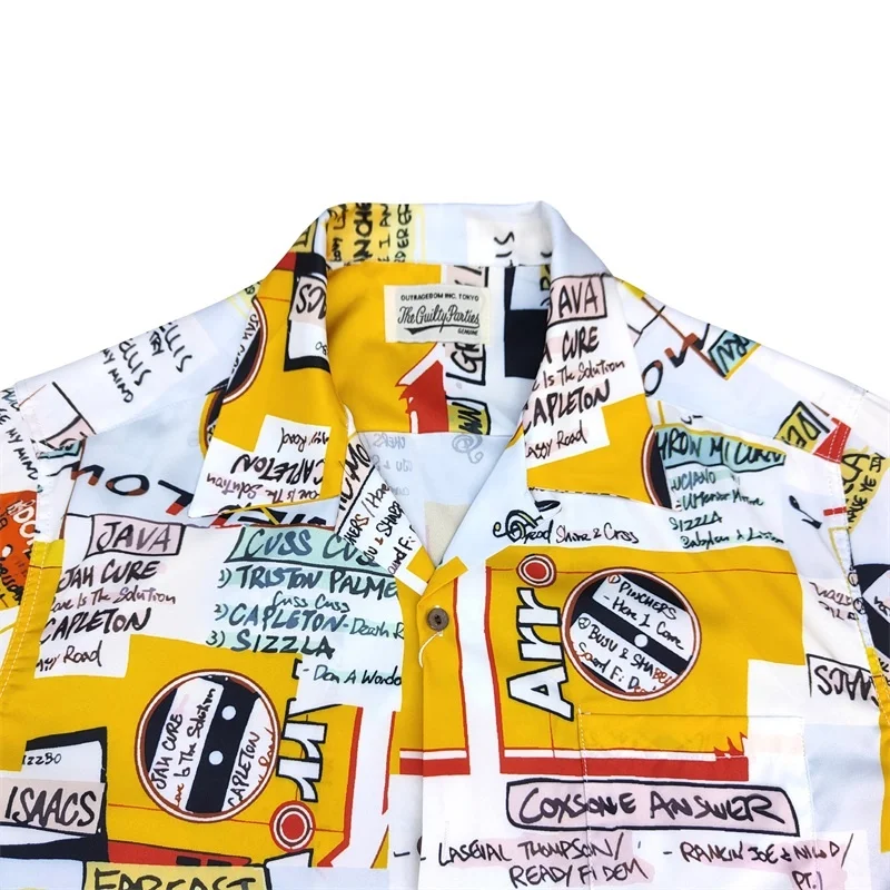 WWACKO MARIA Fashion Trend Full-Print Poster Heaven Tokyo Hawaii Short-Sleeve Shirt Quality Brand Men's Women's Summer Tops