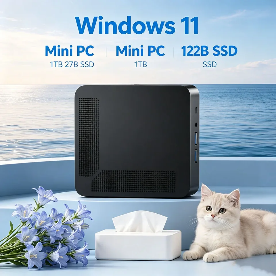 Tempered Mini PC Windows 11 Pro 32GB RAM Core i3 6100 1TB/2TB SSD