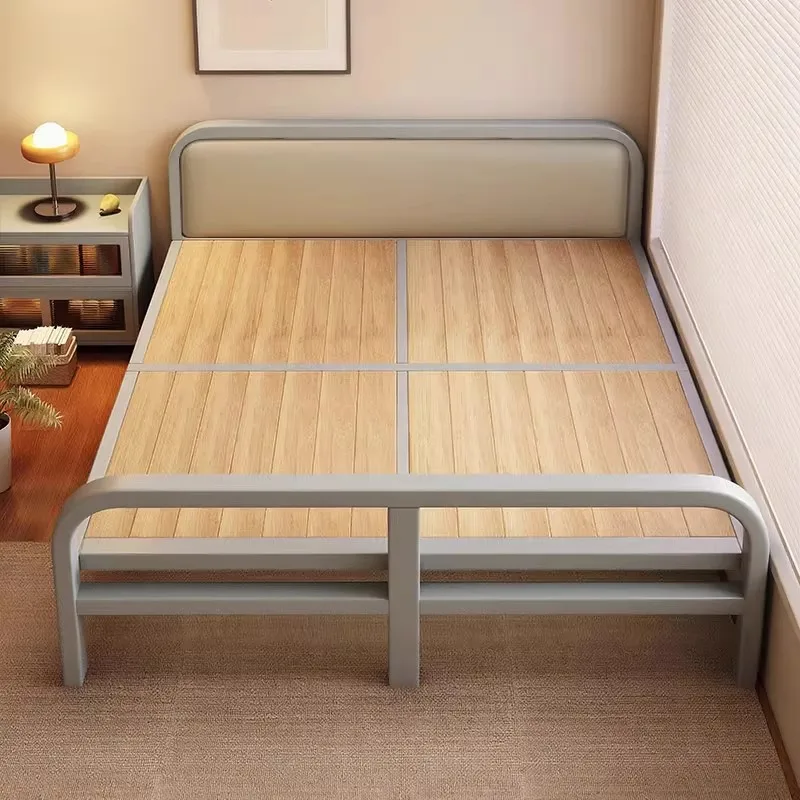 DSA folding household double bed hard board bed board wrought iron steel frame bed strong and durable
