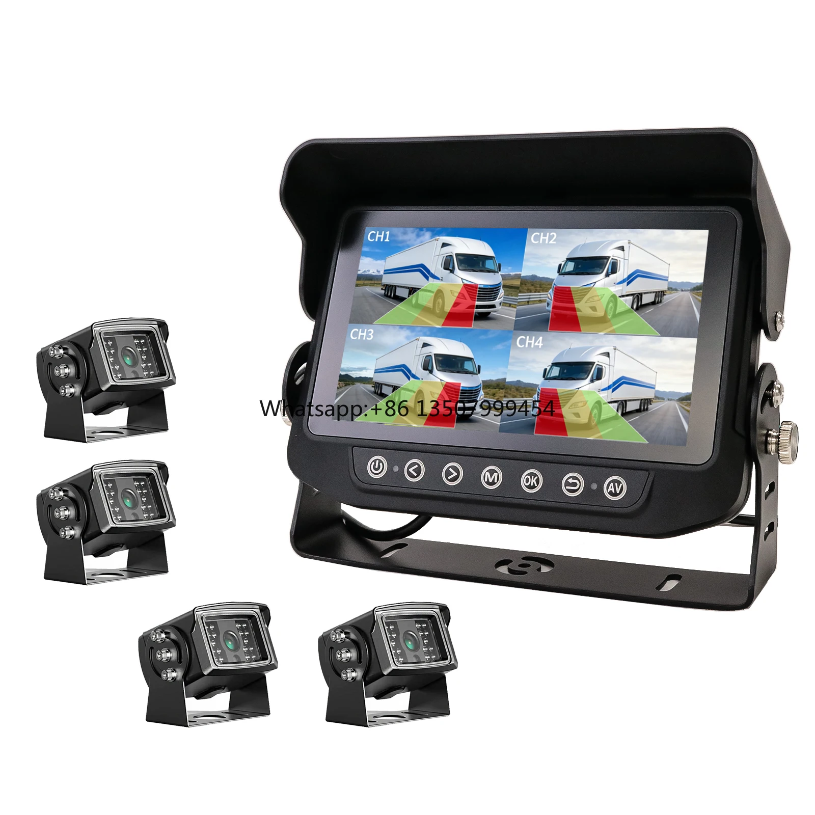 24V AI Camera Forklift Reverse Anti-Collision System Proximity Detector Pedestrian Safety Alert Waterproof Reverse Aid Monitor