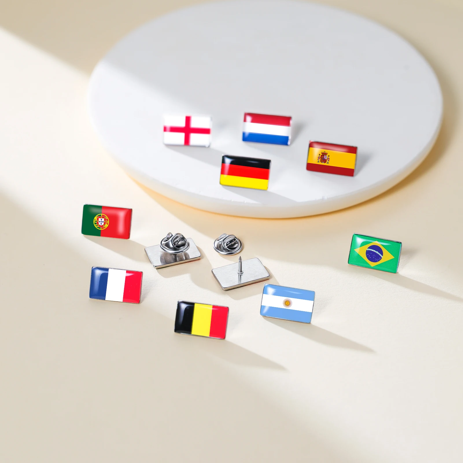 Edelstahl-Rechteck-Flaggenbrosche für Damen und Herren, Argentinien, Brasilien, Deutschland, Frankreich, Spanien, USA, Abzeichen-Pin-Accessoires – Detail 10