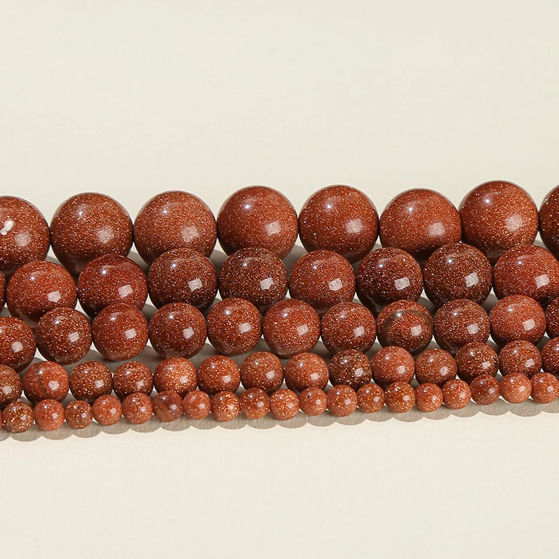 الطبيعية الذهبي الحجر الرملي الخرز الجولة فضفاض خزر عازل لصنع المجوهرات DIY التطريز سوار قلادة الإكسسوار 4/6/8/10 مللي متر #2