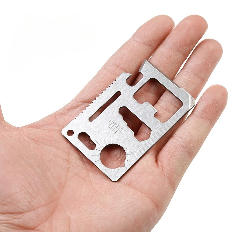 

2/4Pcs Pocket Tool Multifunction Outdoor Bottle Survive Gear Card Stainless Steel Multi Multipurpose Gadget Camping Opener Tools