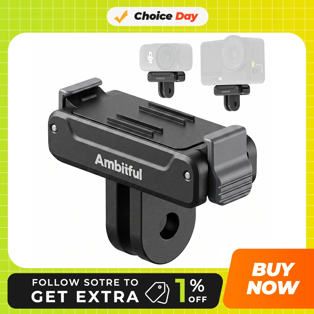 Adaptateur magnétique à dégagement rapide Ambitful DA02 avec système de double verrouillage pour ACTION 3/4/5 Pro/6/Nano