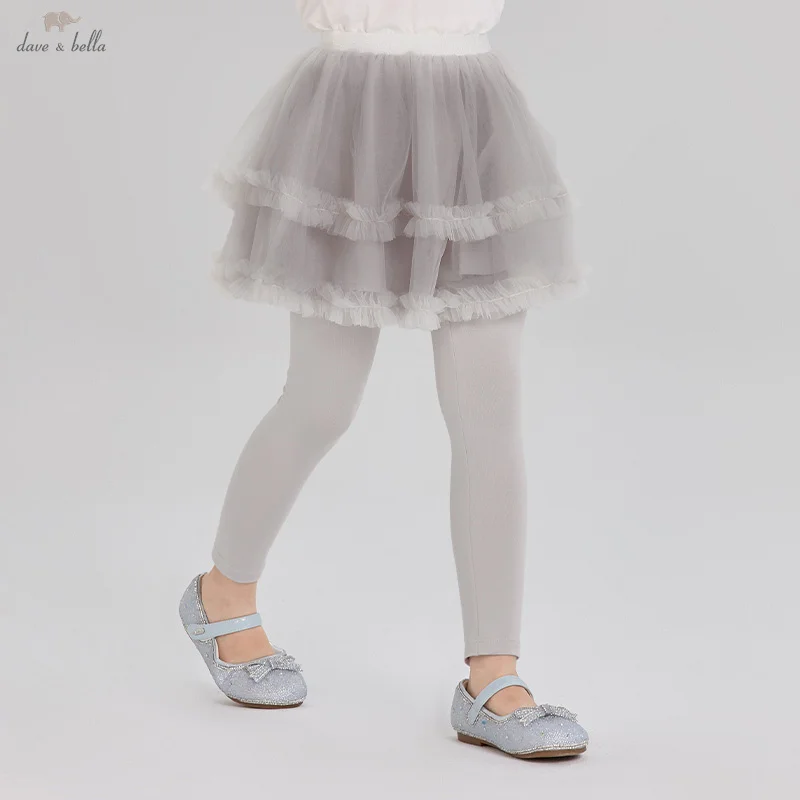 

Dave Bella, сетчатые брюки-кюлоты для девочек, весенне-осенняя элегантная детская юбка, леггинсы, брюки, повседневная милая уличная детская одежда DK1250101