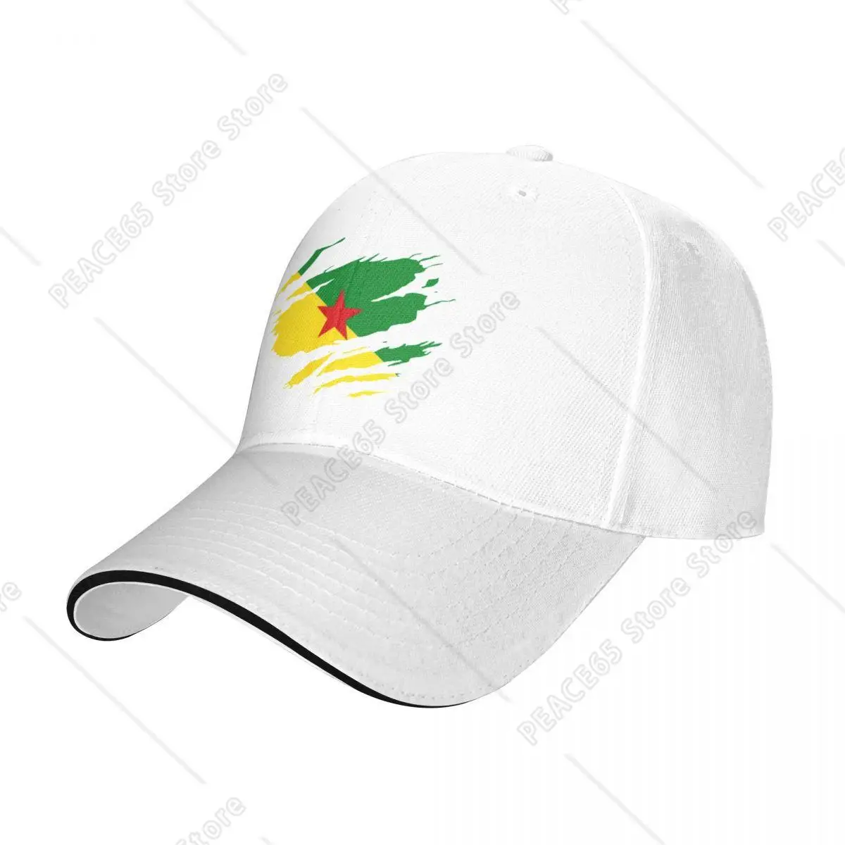 Torn Style Guyana Flag Baseball Cap Hip Hop French Guiana Sandwich Caps Unisex Style Adjustable Headwear Running Golf