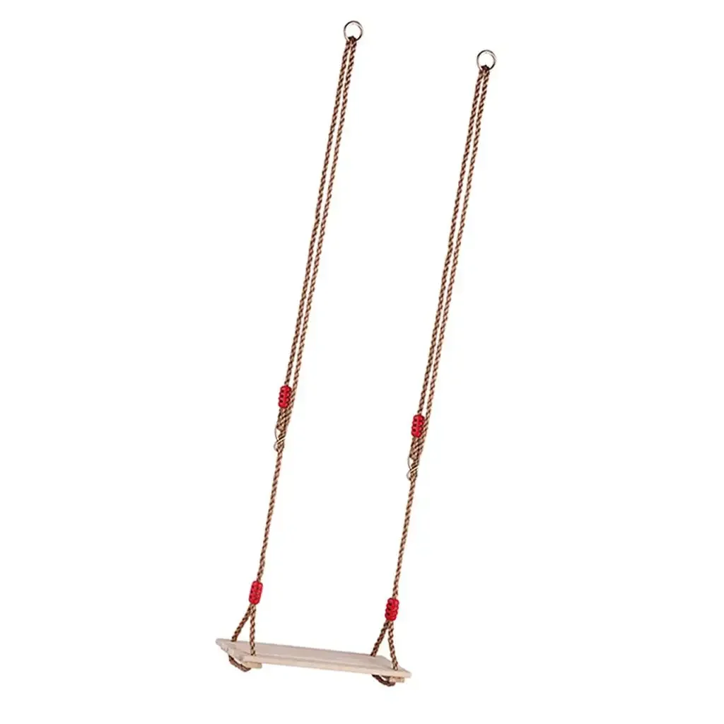 Massief houten schommel Hoogwaardig gepolijst houten schommel met vier planken, verstelbare touwlengte, buitentouwschommel voor kinderen, volwassenen