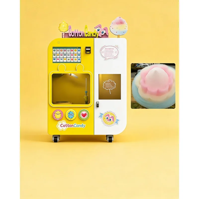 Fully Automatic Cotton Candy Vending Machine with Exchange System Commercial 4 Flavor Sugar Maker for Mall Arcade Shop