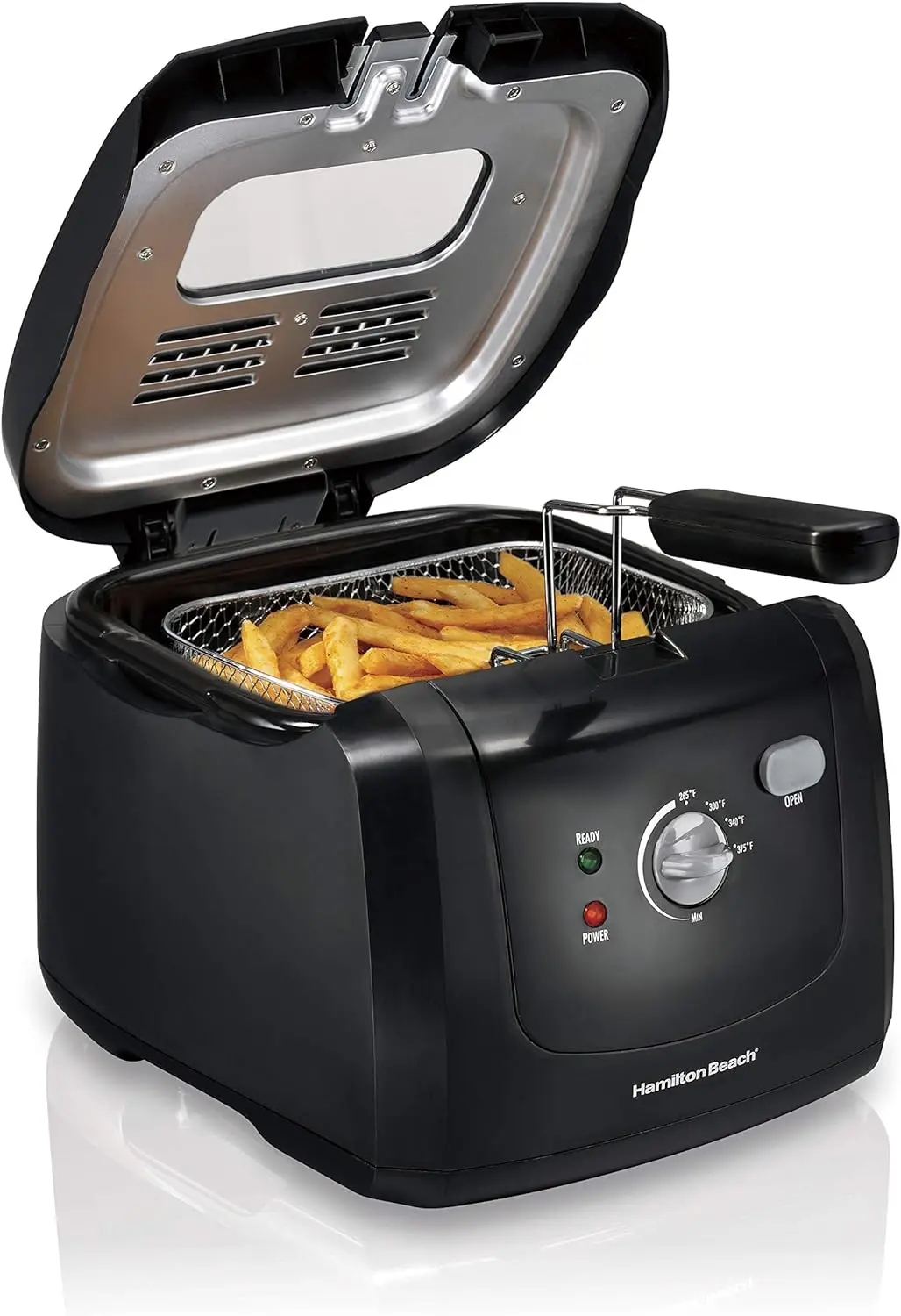 Hamilton Beach Electric Deep Fryer, Cool Touch Sides Easy to Clean Nonstick Basket, 8 Cups / 2 Liters Oil Capacity, Black