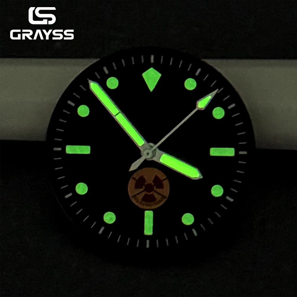 Не излучение подходит для часов 50 FATHOMS 28,5 мм, циферблат, аксессуары для циферблата, светящаяся белая стрелка, подходит для NH35 NH36, автоматический механизм