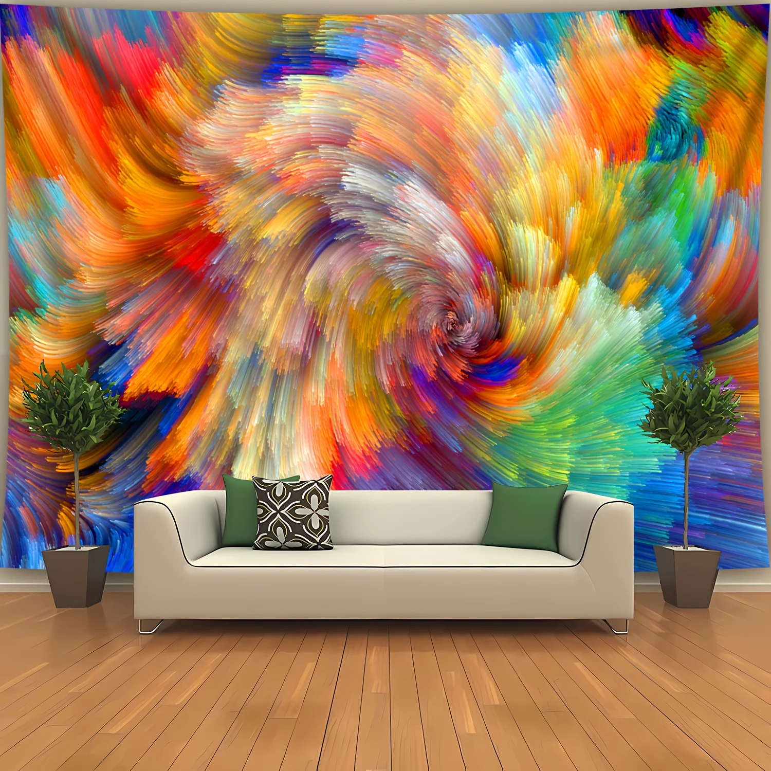 Vibrant Cosmic Vortex Wall Tapestry for Modern Living Room Decor, Featuring a Mesmerizing Abstract Design with Swirling