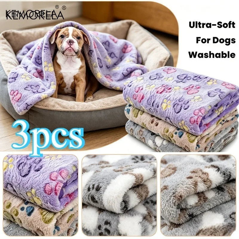 3 Stück KEMORELA ultraweiche Fleece-Hundedecken, geeignet für kleine, mittelgroße und große Hunderassen, maschinenwaschbar, Heimtierbedarf – Detail 4