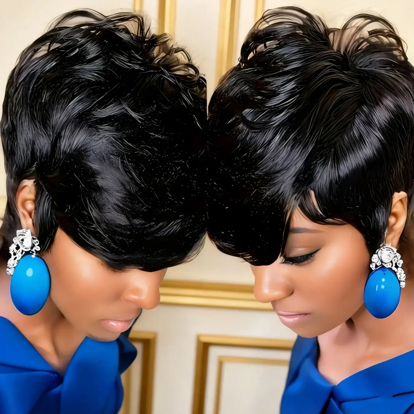 Short Bob Wig Pixie Cut Curly Human Hair