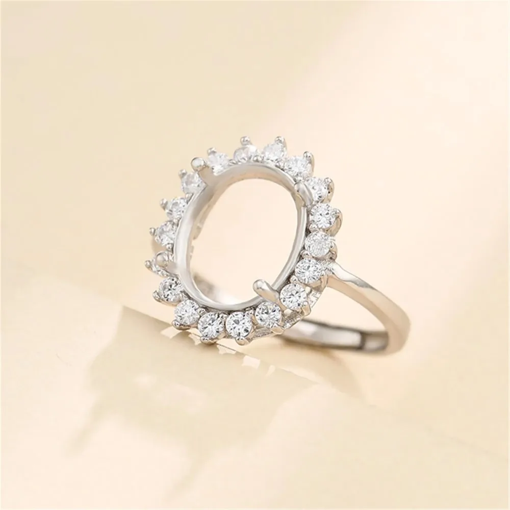 925 Silver Adjustable Ring Setting for 7x9mm/8x10mm/10x14mm/12x16mm/13x18mm Oval Cabochon