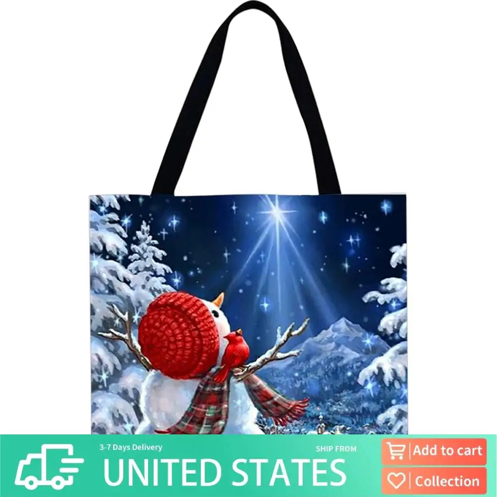 

4 шт., рождественская льняная сумка-тоут, большая вместительная женская сумка на плечо для покупок