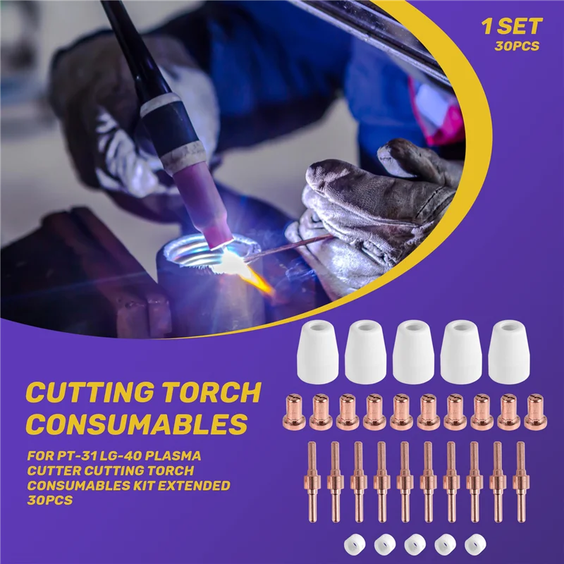 N84R For PT-31 -40 Plasma Cutter Cutting Torch Consumables KIT Extended 30Pcs