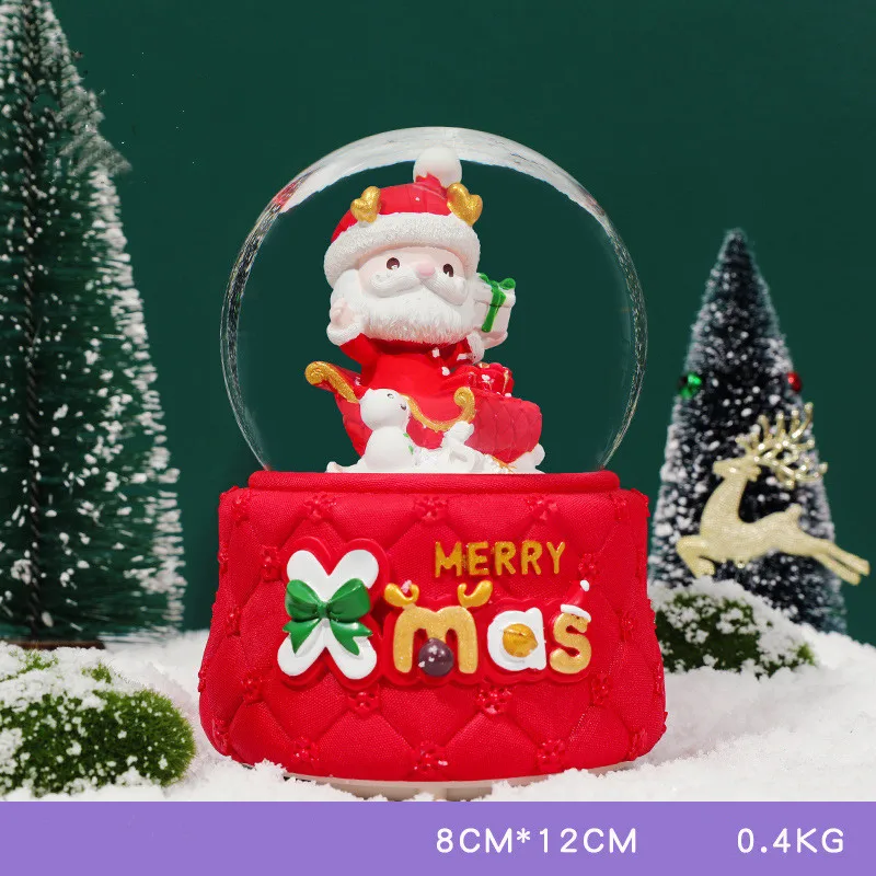 Ever Bright Christmas Music Box with Modern Design Hot Sale Santa Crystal Glass Ball