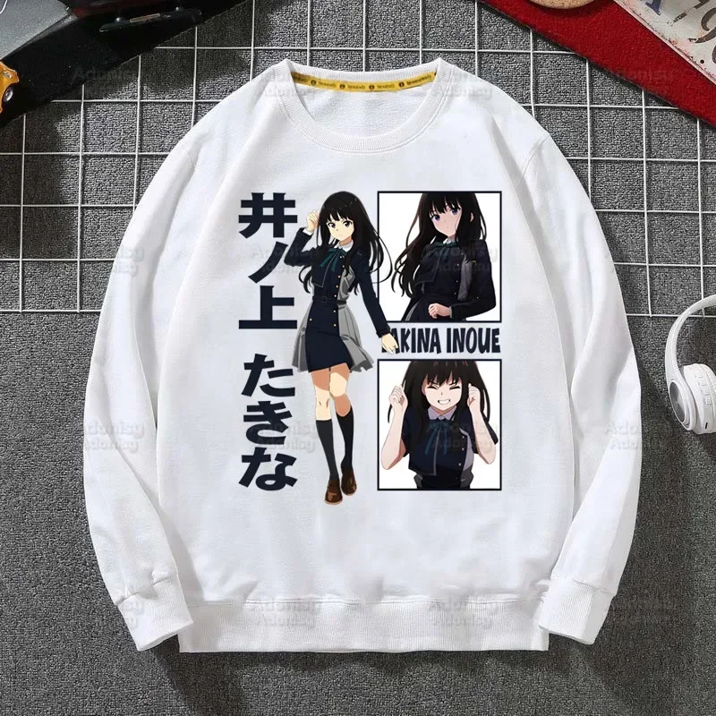 Lycoris Recoil Majima Chisato Sweatshirts Harajuku Streetwear Nishikigi Takina Top Autumn Spring O Neck Pullover Hoody Mens