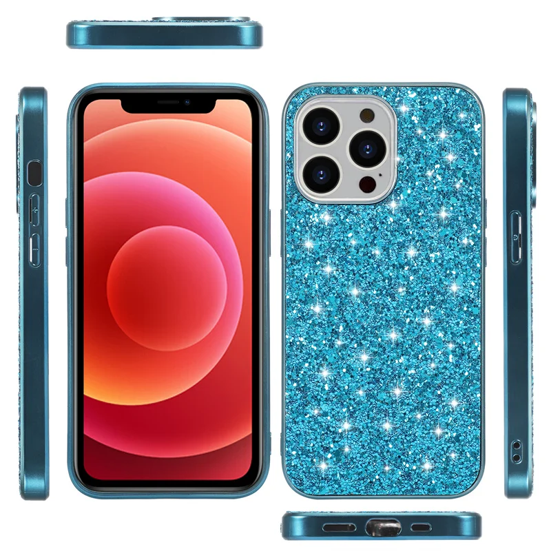 Paillette Bling shining Back Case For iPhone 15 16 14 13 12 11 Pro Max Mini 7 8 Plus XS XR glitter luminous Cover