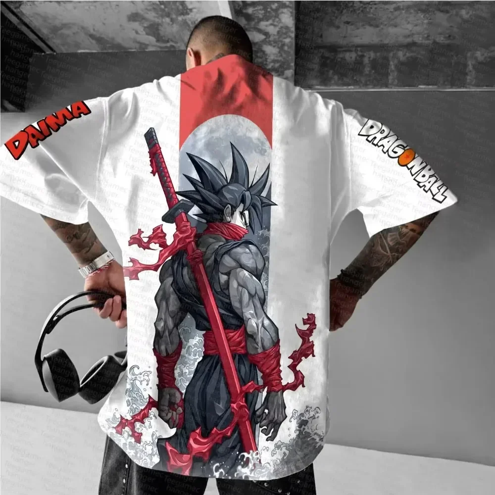 لعبة دراغون بول أنيمي التعاون 2026 تيشيرت صيفي الرجال Harajuku فضفاض عصري الشارع الاتجاه الوالدين والطفل قصيرة الأكمام #4