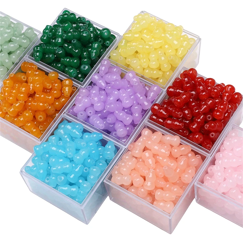 15pcs 8x14mm Fashions Glass Straight Hole Gourd Loose Spacer Beads For Bracelet Necklace DIY Jewelry Making Accessories