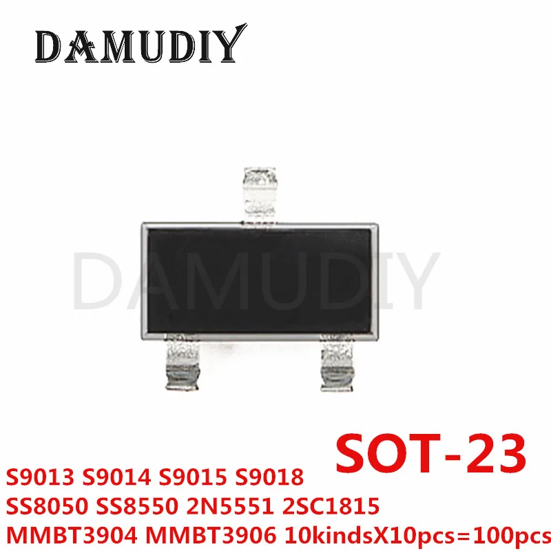 SOT-23 SMD transistor KIT S9013 S9014 S9015 S9018 MMBT3904 MMBT3906 SS8050 SS8550 2N5551 2SC1815 Total 10kinds X10pcs=100pcs