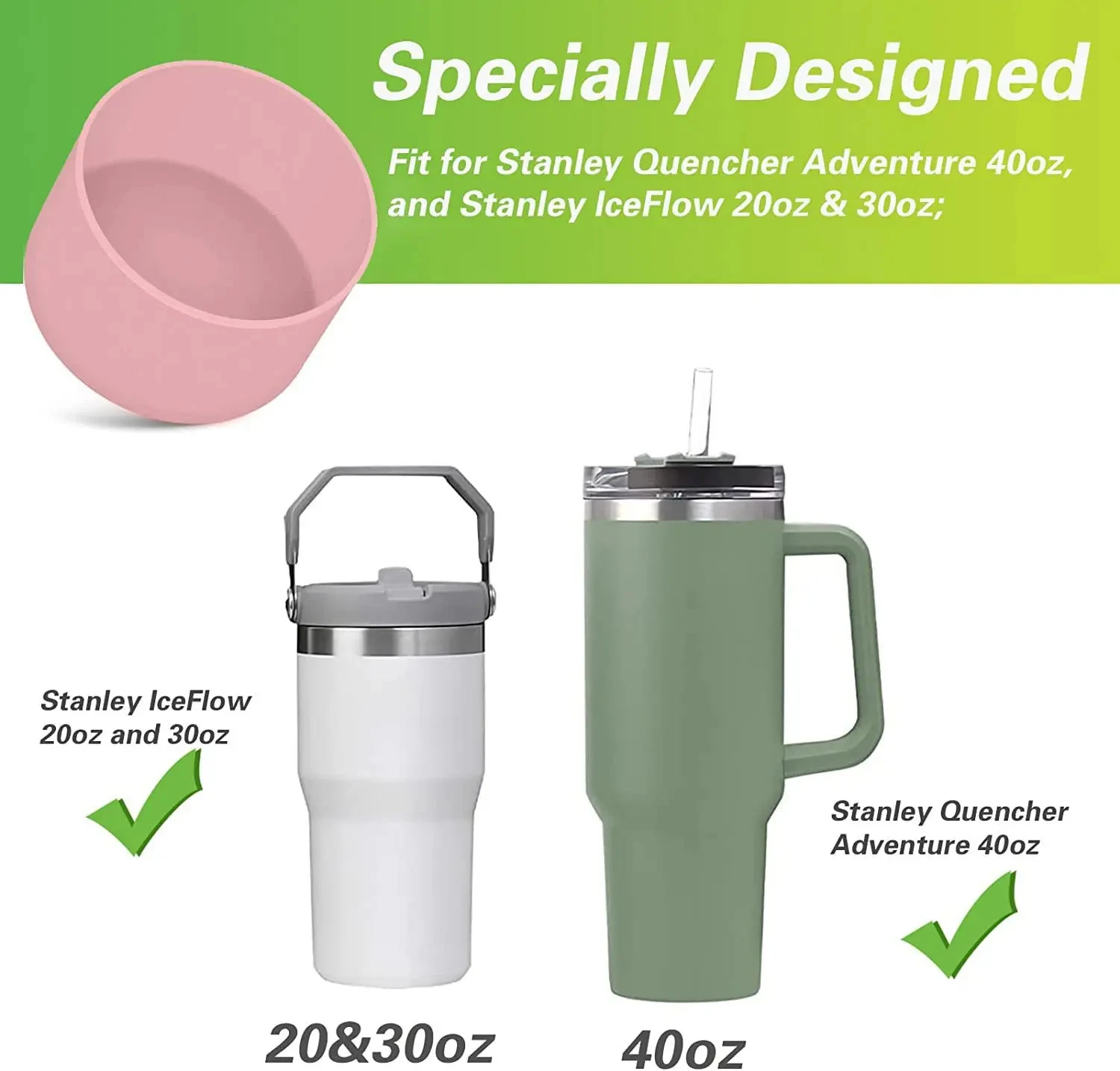 Silicone Cup Protective Sleeve 7.5cm Cushion Cover - Anti-Slip Heat-Resistant for Stanley Tumbler Models with Handle