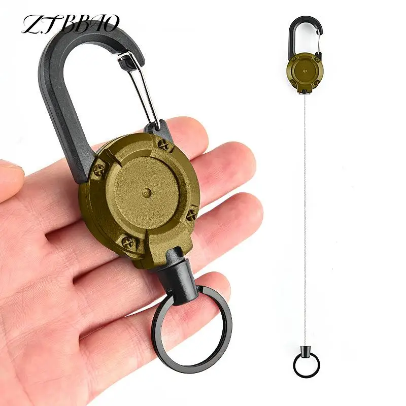 1Pcs Sporty Anti-theft Metal Easy-to-pull Buckle Rope Elastic Keychain Retractable Key Ring Anti Lost Yoyo Ski Pass ID Card