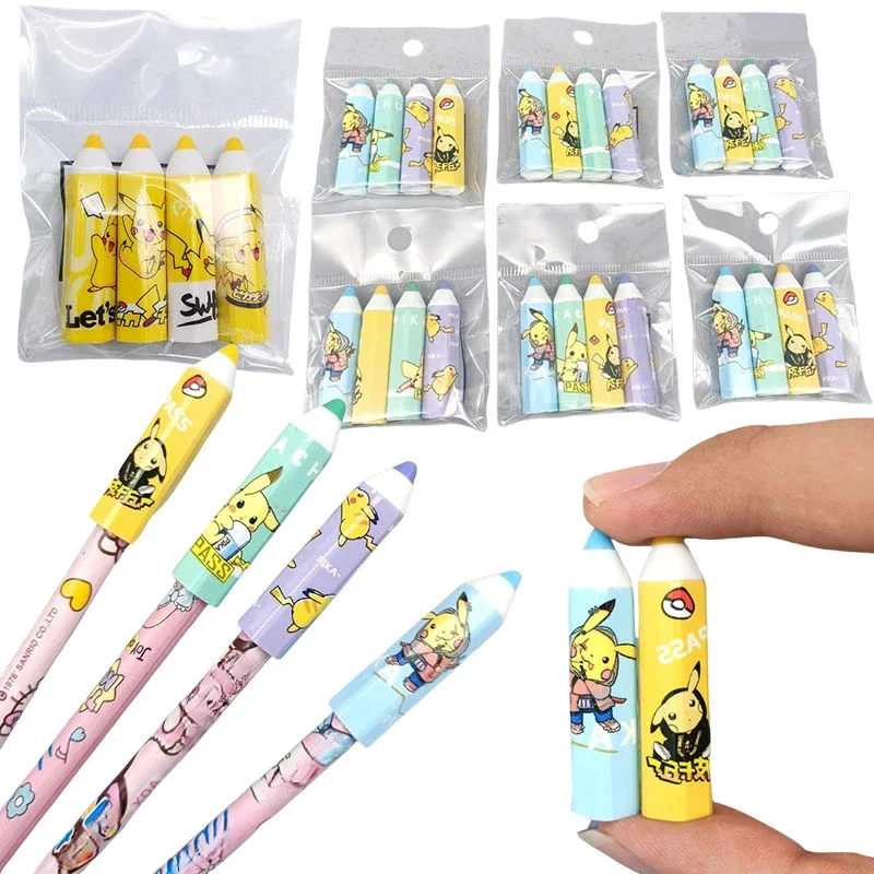 4PCS Pikachu Pencil Cap Cute Cartoon Anime Pen Topper Covers for Kids Pencil Extender Protector Stationery School Supplies New