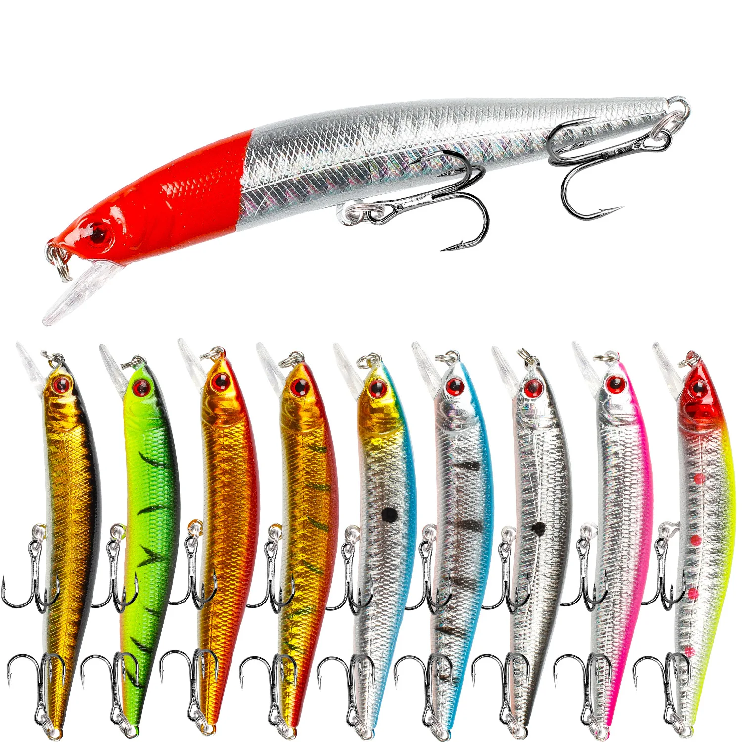 

Floating Minnow Fishing Lure 10cm 8g 3D Eyes Crankbait Wobblers Artificial Plastic Hard Bait Bass Pike Jerkbait Fishing Tackle