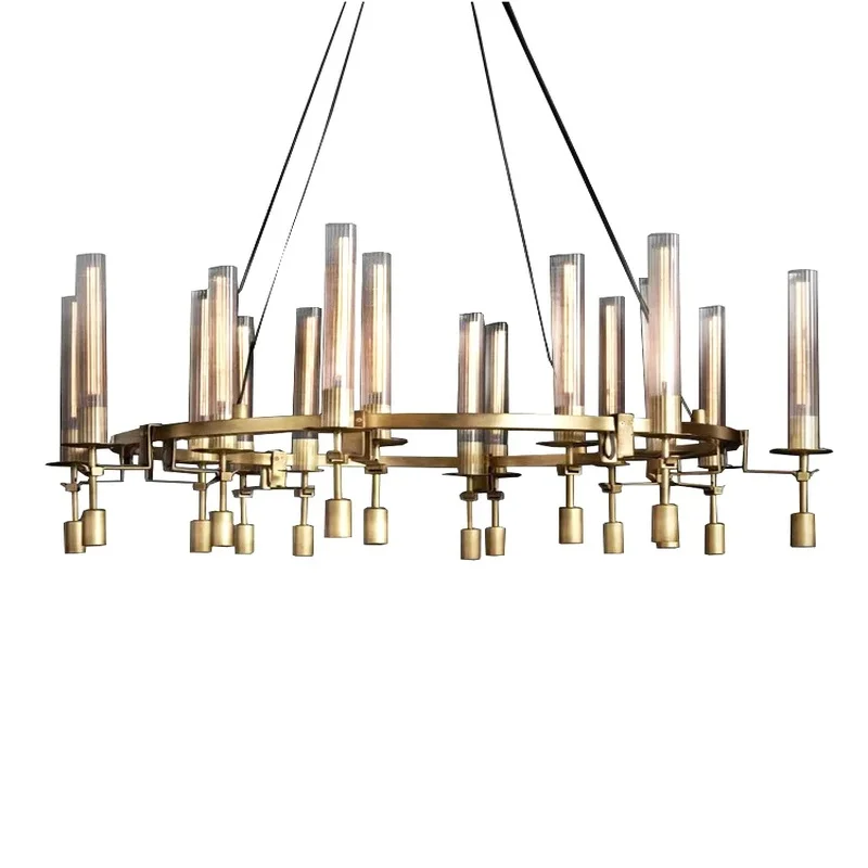 

Круглая стеклянная потолочная люстра для гостиной — минималистичный постмодернистский домашний декор — стиль американского коттеджа