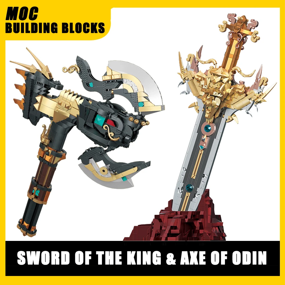 

MOC King's Sword Building Blocks Set Axe of Odin Stormbreaker Model Norse Mythology Weapons Assembly Bricks Toys for Kids Gifts