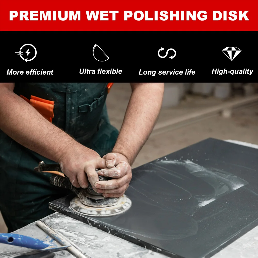 3 Passaggi1-3 #   Tamponi per lucidatura diamantati da 4 pollici Dischi abrasivi per levigatura in marmo, pietra di granito umido/secco, con supporto a gancio e anello da 100 mm