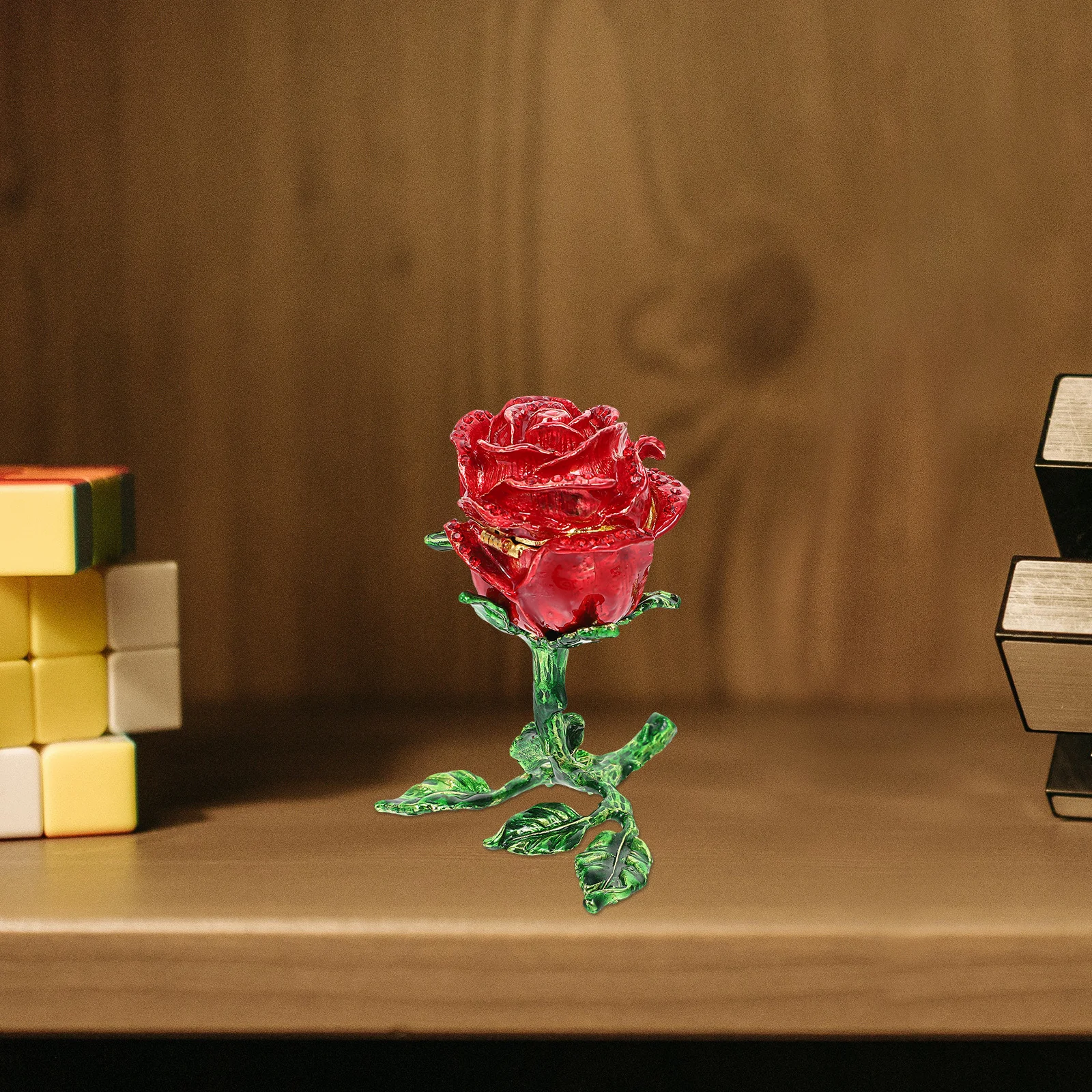 Unique Chic Rose Flower Alloy Jewelry Organizer for Kids Desktop Adornment Necklace Earring Headdress Tidying Up