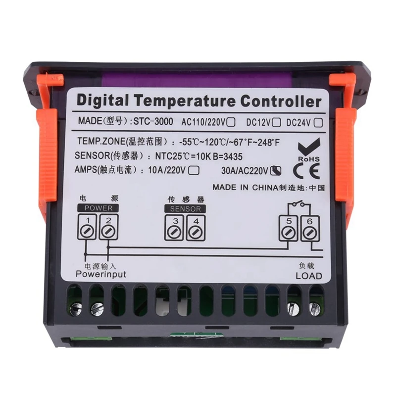 STC-3000 Plastic Digital Temperature Controller Thermostat Touch Digital Thermostat With Sensor 110-220V 30A