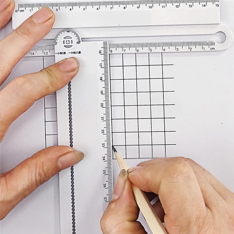 30Cm Transparent Rectangle Ruler Protractor Student Stationery Drawing Tool Supplies