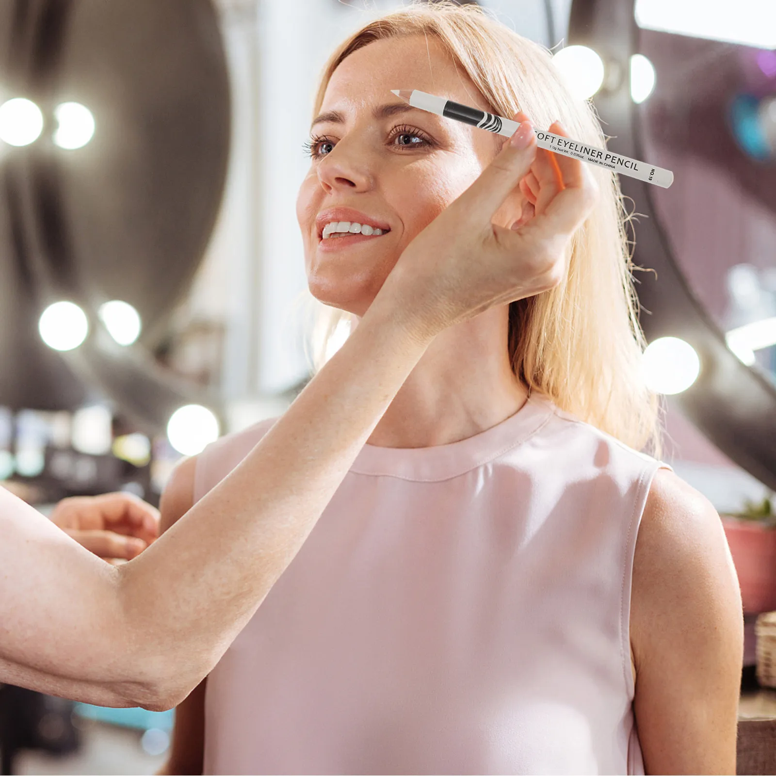 12 matite eyeliner bianche portatili, facili da usare, per occhi, illuminanti, ombretti e applicatori per lucidalabbra