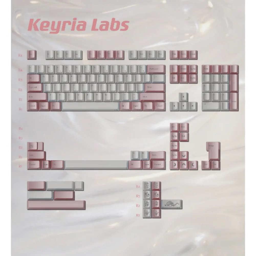 

Keyria Labs 137pcs Key Cap Cherry Profile Spray-Painting Screen-Printing Pearl Tears Theme Minimalist for Hot Swap Keyboard Part