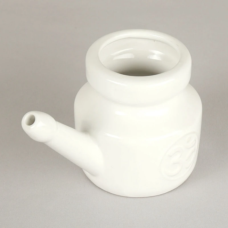 3X 350Ml Ceramic Neti Pot Nose Cleaning Pot Durable Leakproof Spout Pot For Nasal Rinsing Nose Washing Men Women, White